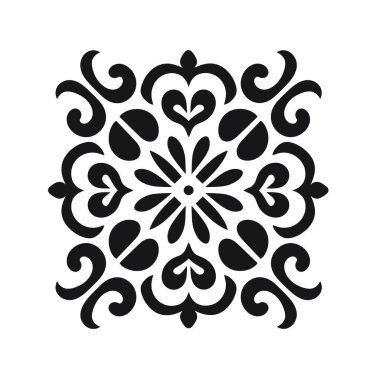 Yaratıcı projeler için zarif siyah-beyaz çiçek desenli tasarım