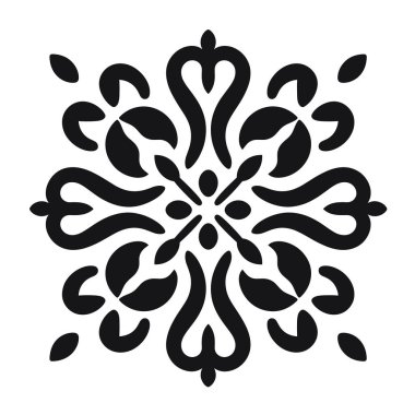 Beyaz arka planda siyah soyut çiçek tasarımı