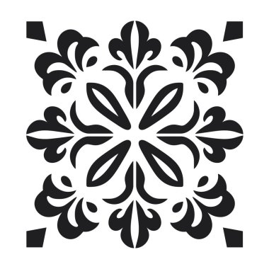 Duvar sanatı için beyaz arkaplanda siyah çiçek deseni var.