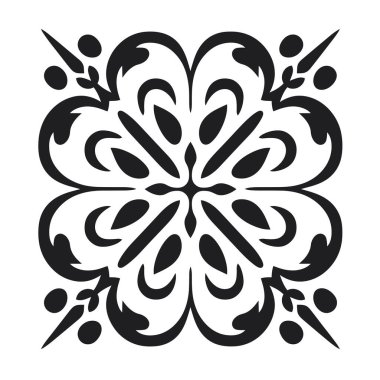 Dekoratif desen çiçek ve geometrik şekillerle zenginleşir