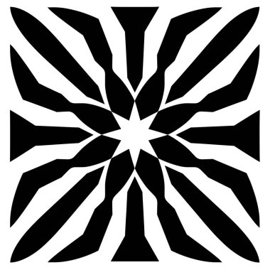 Radyal simetrisi ve keskin kenarları olan soyut geometrik çiçek deseni