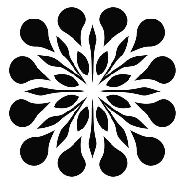 Dairesel desenli siyah beyaz simetrik grafik tasarımı