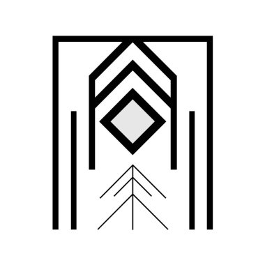 Geometrik şekiller bir doğa elementi ile soyut sanat yaratırlar