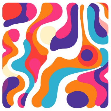 Soyut tasarım renkli şekiller ve beyaz bir arkaplan içerir