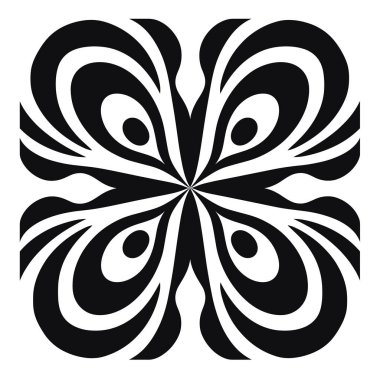 Siyah ve beyaz simetrik tasarım soyut çiçek şekli yaratır