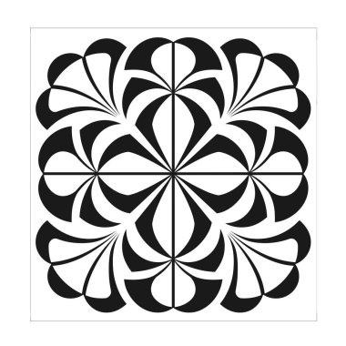 Geometrik çiçek deseni beyaz arkaplanda kare oluşturuyor