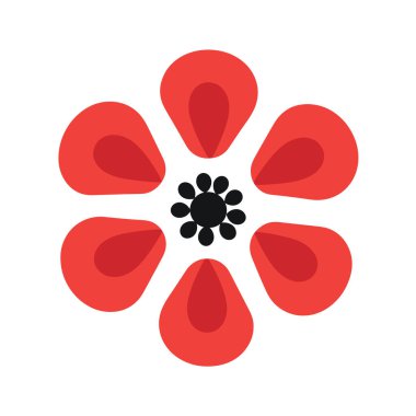 Kırmızı yapraklı ve siyah merkezli haşhaş çiçeği tasarımı