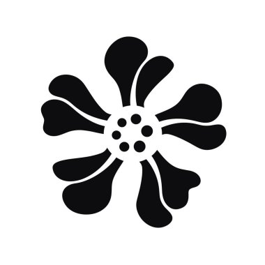 Yuvarlak merkezli siyah-beyaz çiçekli.