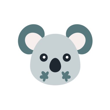 Gri kürklü ve koyu mavi kulaklı sevimli koala yüzü.