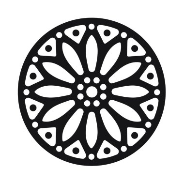 Çiçek ve geometrik elementlerle dairesel dekoratif desen