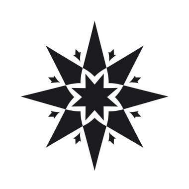 Çoklu noktalı Geometrik yıldız tasarımı, siyah üzerine beyaz arkaplan