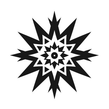 Geometrik üçgenleri ve merkezi çemberi olan soyut dikenli yıldız şekli