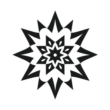 Siyah ve beyaz olarak geometrik simetrik yıldız tasarımı