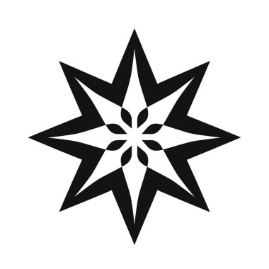 Geometrik yıldız tasarımı. Siyah ve beyaz sekiz nokta.