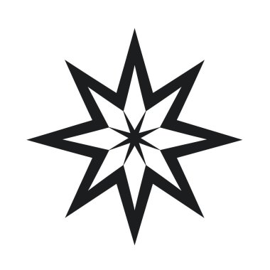 Beyaz arkaplanda siyah çizgili sekiz köşeli yıldız tasarımı