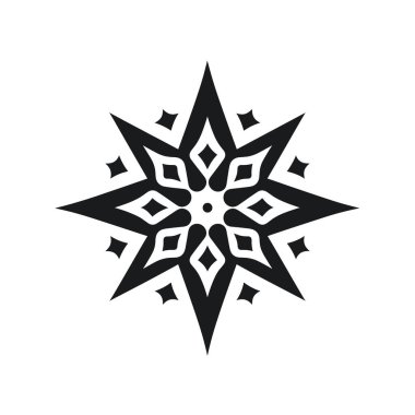 Sivri uçlu ve kare şekilli siyah süslemeli yıldız