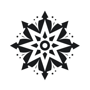 Siyah beyaz soyut geometrik kar tanesi tasarımı