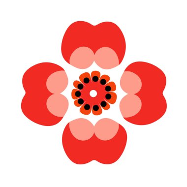 Siyah ve mercan aksanlı kırmızı çiçek tasarımı