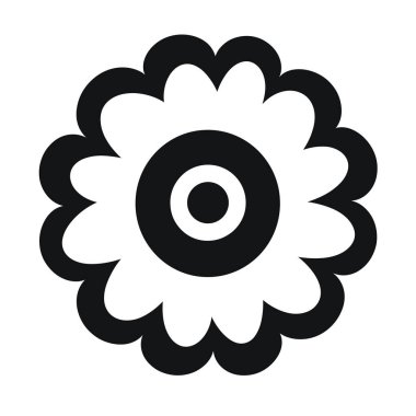 Yuvarlak yapraklı siyah ve beyaz dekoratif çiçek tasarımı