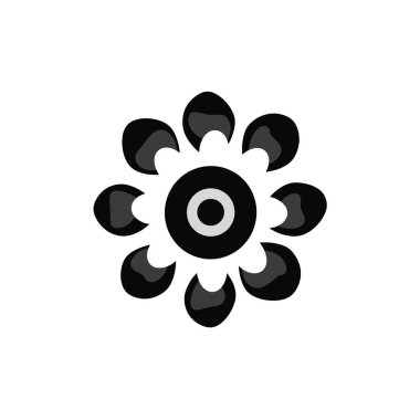 Soyut biçimlendirilmiş çiçek tasarımı siyah-beyaz, beyaz arkaplanda izole