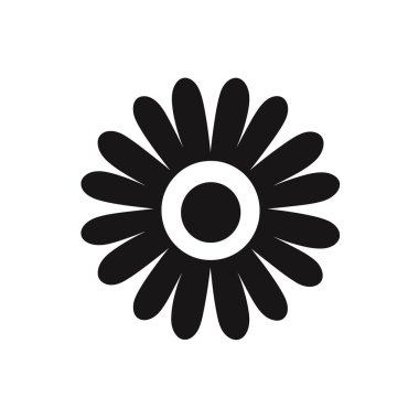 Sade siyah ve beyaz çiçekli radyal taç yaprakları.