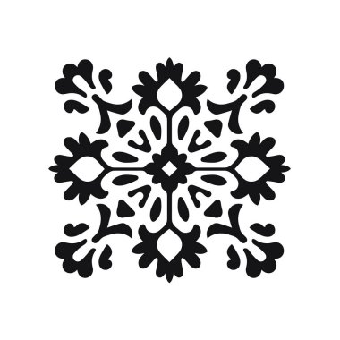 Siyah ve beyaz şeklinde tekrarlanan desenli çiçek karesi