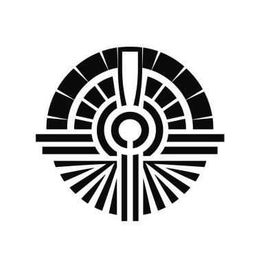 Simetrik tasarım, çizgilerin dışa doğru yayıldığı, sanat deco tarzını hatırlatan merkezi bir daireye sahiptir..