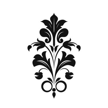 Simetrik bir dizayn yapraklar, çiçekler ve girdaplarla gösterilir. Pürüzsüz, kalın çizgiler ve klasik bir estetik..