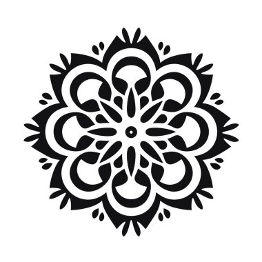 Basit bir mandala sekiz katlı radyal simetri ile sunulur. Tasarım siyah ve beyaz kontrastı kullanır. Yuvarlak elementler içeriyor.