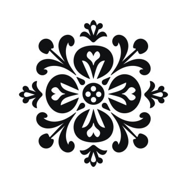 Kalpleri ve girdabı olan simetrik bir çiçek elementi. Bu ayrıntılı tasarım bir kalıp ya da sınır dekorasyonu olarak kullanılabilir.