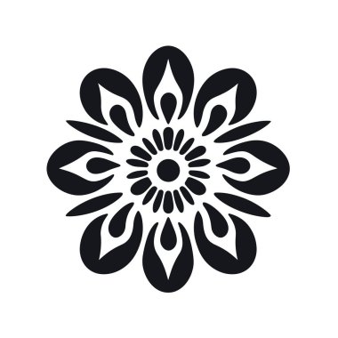 Simetrik bir çiçek dizaynı merkezi bir çemberin etrafına dizilmiş stilize yaprakları gösteriyor. Yapraklar gözyaşı damlası ve alev şeklinde..