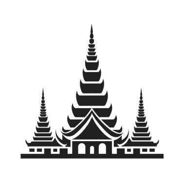 Mimari çizimler bir Pagoda binası gösteriyor.