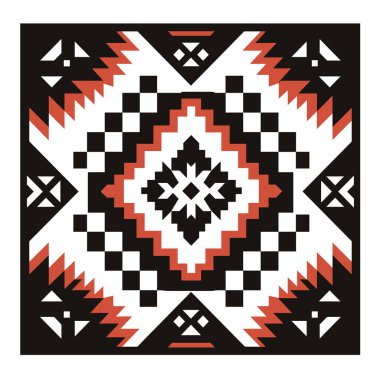 Tasarım, simetrik bir şekilde düzenlenmiş geometrik şekiller dizisini gösteriyor..