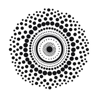 Eş merkezli daireler ve çeşitli boyutlarda dairesel nokta desen tasarımı