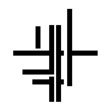 Geometrik şekilli Hangul karakterinin soyut tasviri