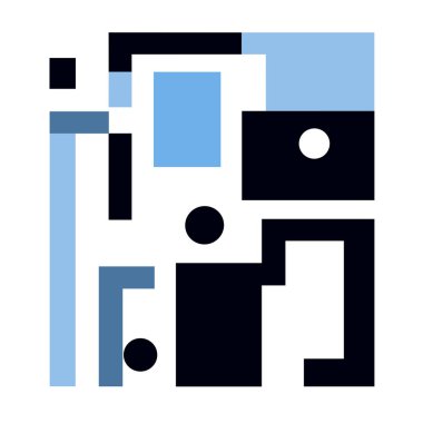 Mavi, siyah ve beyaz renkli soyut geometrik şekiller