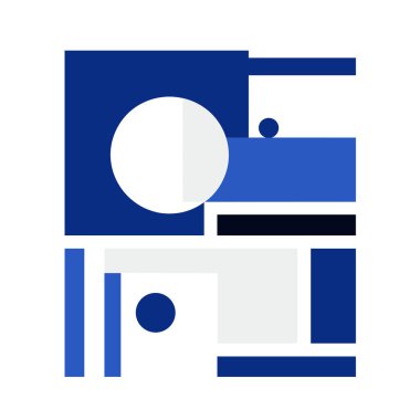 Mavi, beyaz ve siyah şekilli soyut geometrik çizimler