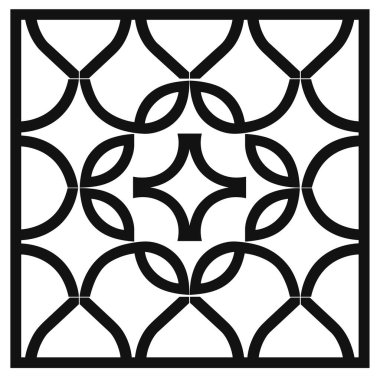 Kare çerçevenin içinde beyaz arkaplanda siyah eğimli desen