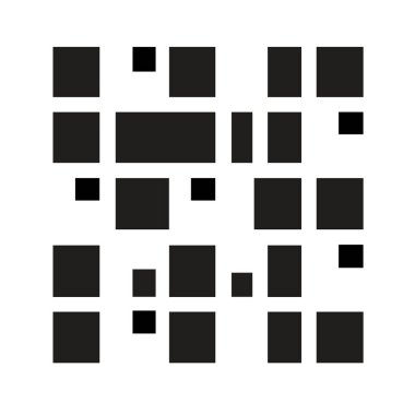 Siyah kareler ve dikdörtgenler beyaz arkaplanda sıralanır