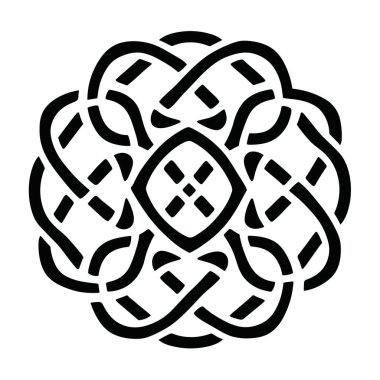 Birleştirilmiş çizgileri yuvarlak şekilli Kelt düğümü grafik sanatı