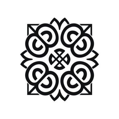 Abstract Celtic knot pattern forming geometric floral design