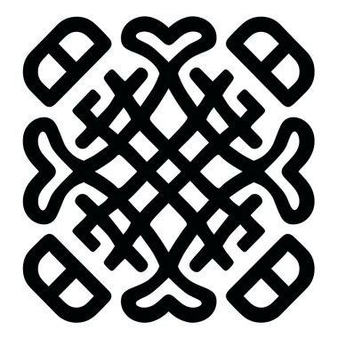 İç içe geçmiş şekiller ve dikdörtgen aksanlı siyah geometrik tasarım