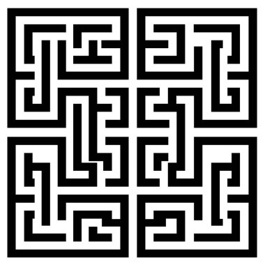 Karmaşık siyah ve beyaz kare labirent desen tasarımı çizimi