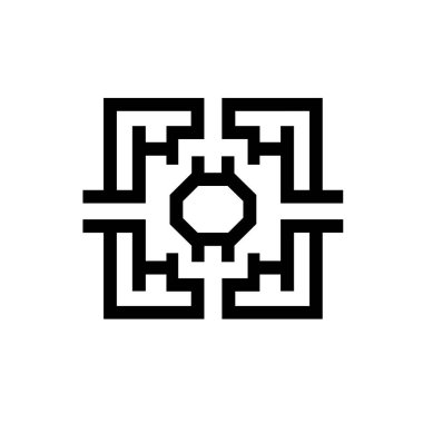 Açısal tasarımlı siyah beyaz soyut geometrik şekil