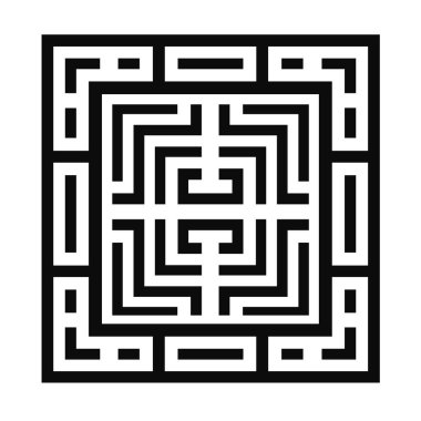Siyah çizgileri ve beyaz arkaplanı olan geometrik kare labirent