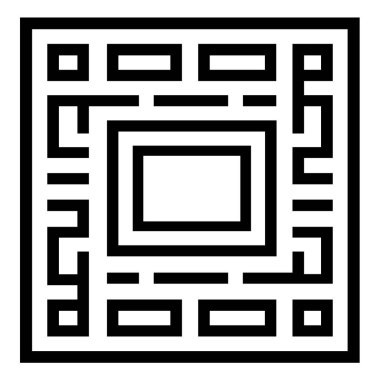 Geometrik desenli ve merkezi dikdörtgenli kare labirent