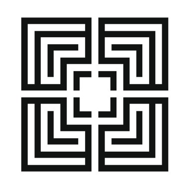 Geometrik şekilli siyah-beyaz labirent tasarımı