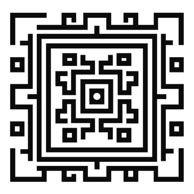 Labirent gibi dizaynı ve merkezi dairesi olan siyah beyaz kare desen