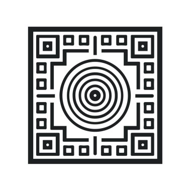 Özmerkezli daireleri olan siyah ve beyaz kare tasarımı