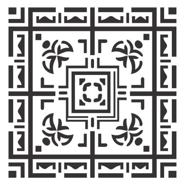 Kare kenarlık desenli çiçek şekilli Geometrik tasarım